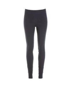Legging Long Bleu Marine Femme avec Détails Boutonnés au Bas