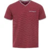 Asbron Striped V-Neck T-Shirt with Chest Pocket - Grenat/Grey 1 Asbron Striped V-Neck T-Shirt with Chest Pocket - Grenat/Grey -Terredemarins prod 4244 tee shirt mc fond grenat raye gris chine asbron 666x812 fc7ea0111e0b