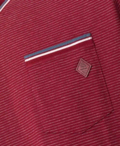 Asbron Striped V-Neck T-Shirt with Chest Pocket - Grenat/Grey 7 Asbron Striped V-Neck T-Shirt with Chest Pocket - Grenat/Grey -Terredemarins prod 4248 tee shirt mc fond grenat raye gris chine asbron 666x812 fc7ea0111e0b