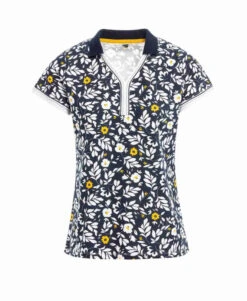 Biala Women's Short Sleeve Polo with Exclusive Multicolored Print - Yellow