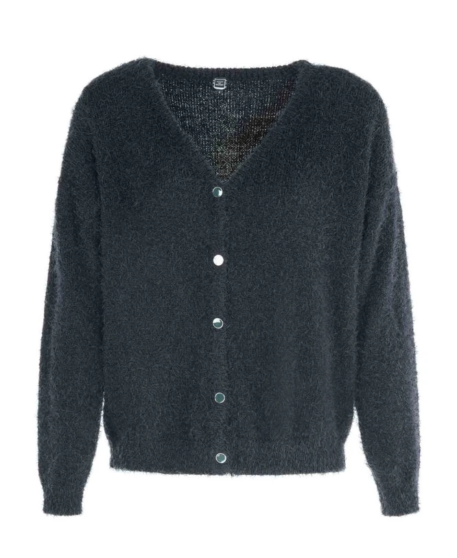 Gilet en Maille à Poils Longs Bleu Nuit pour Femme 4 Gilet en Maille à Poils Longs Bleu Nuit pour Femme – Image 2