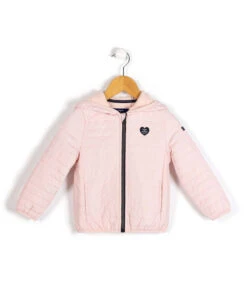 Veste Matelassée Rose avec Capuche et Doublure Micropolaire pour Fille