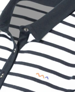 Polo Rayé Femme Manches 3/4 avec Détails Contrastés -Terredemarins prod 4492 polo m3 4 fond naturel raye marine unchal 666x812 fc7ea0111e0b