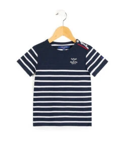 Marinière AQOI pour Garçon - Bleu Marine à Manches Courtes