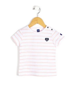 Marinière Enfant à Rayures Roses en Coton Recyclé