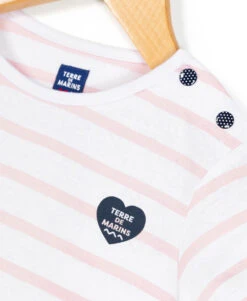 Marinière Enfant à Rayures Roses en Coton Recyclé -Terredemarins prod 4583 mariniere mc fond blanc optique raye rose pobati bis 666x812 fc7ea0111e0b