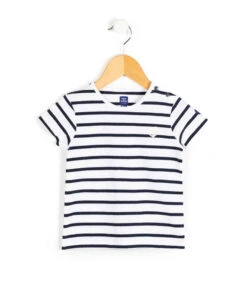 Marinière Fille Rayée Indigo à Manches Courtes - Style Classique et Durable