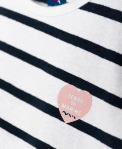 Marinière Fille Rayée Indigo à Manches Courtes - Style Classique et Durable -Terredemarins prod 4586 mariniere mc fond blanc raye indigo pobati bis 666x812 fc7ea0111e0b