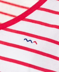 Marinière Femme Palava - Manches Courtes Rayée Blanc & Rose Hibiscus -Terredemarins prod 4598 mariniere mc raye blanc rose hibiscus palava 666x812 fc7ea0111e0b