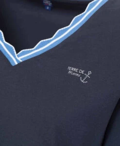 T-shirt Femme Manches Longues à Col V Indigo - Confort et Style Certifié -Terredemarins prod 4696 tee shirt ml indigo nyala 666x812 fc7ea0111e0b