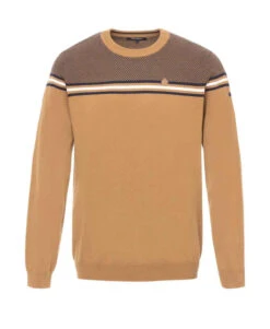 Pull Hansen Homme Col Rond Camel - Style Sportswear Jacquard