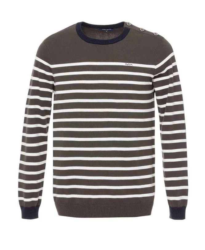 Pull Rayé Kaki Style Marinière en Coton pour Homme 3 Pull Rayé Kaki Style Marinière en Coton pour Homme