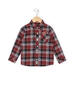 Chemise à Carreaux Grenat pour Garçon - Style Chic et Confortable