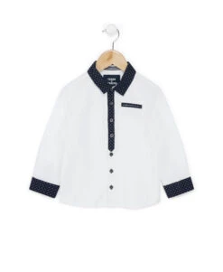 Chemise Blanche Élégante pour Garçon avec Détails Contrastés et Effet Cravate
