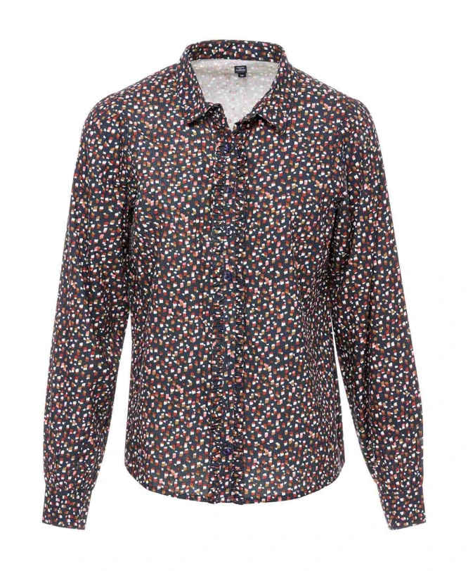 Chemisier Fluide Imprimé à Manches Longues et Détails Dorés 3 Chemisier Fluide Imprimé à Manches Longues et Détails Dorés