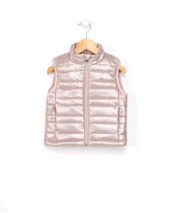 Doudoune Sans Manches Fille Rose Irisé - Gilet Matelassé Chic et Confortable