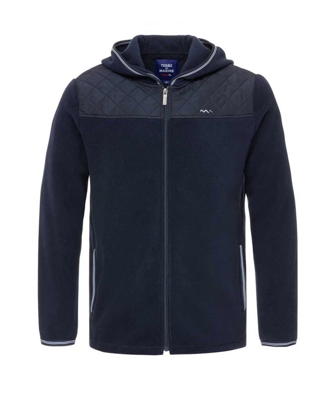 Veste Polaire Homme à Capuche Bleu Marine - Confort Matelassé et Style Hybride 3 Veste Polaire Homme à Capuche Bleu Marine - Confort Matelassé et Style Hybride