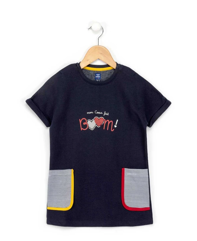 Robe Sweat Fille Bleu Marine en Molleton Doux 3 Robe Sweat Fille Bleu Marine en Molleton Doux