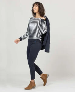 Pull Marinière Femme Bleu Marine - Tricot Rayé Chic & Confortable