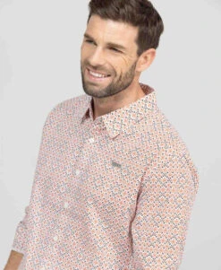 Chemise Homme Ajustée à Imprimé Exclusif Couleur Rouille