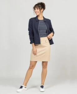 Jupe Courte Beige à Détails Métalliques - Confort Stretch