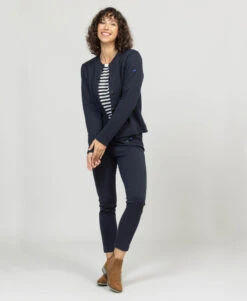 Pantalon 7/8 Femme Bleu Marine en Jersey Milano Confortable