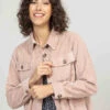 Surchemise en Velours Côtelé Rose pour Femme - Veste Casual Chic