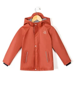 Ciré Garçon Rouge Brique Imperméable à Capuche Doublé