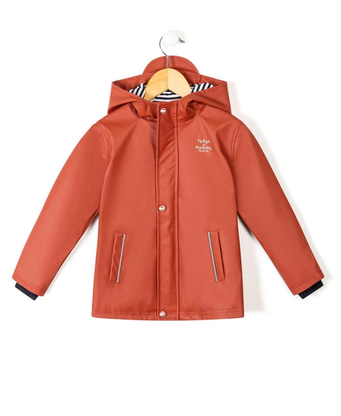Ciré Garçon Rouge Brique Imperméable à Capuche Doublé 3 Ciré Garçon Rouge Brique Imperméable à Capuche Doublé