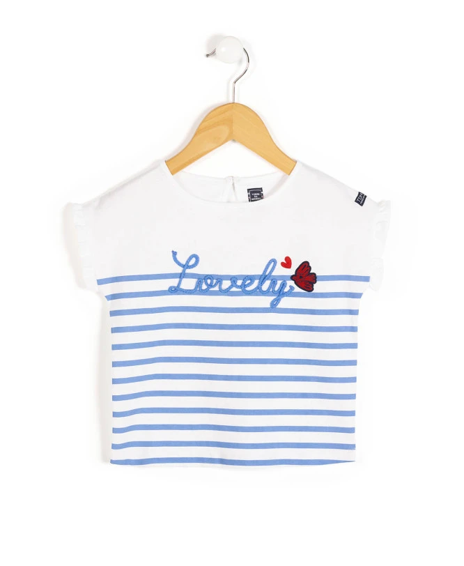 Girls' Optic White Short Sleeve Ruffle T-Shirt - Easy Dressing Design 3 Girls' Optic White Short Sleeve Ruffle T-Shirt - Easy Dressing Design