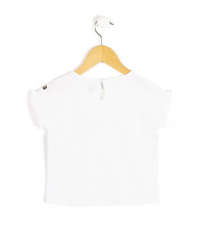 Girls' Optic White Short Sleeve Ruffle T-Shirt - Easy Dressing Design 4 Girls' Optic White Short Sleeve Ruffle T-Shirt - Easy Dressing Design – Image 2