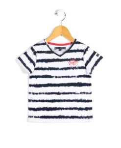 Dokisa Boy's V-Neck Short Sleeve T-Shirt - Natural Multicolored Print