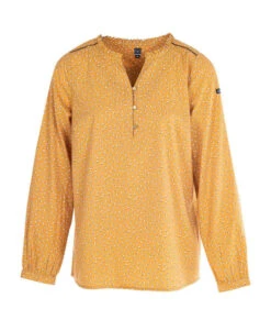 Blouse en Popeline Jaune Fluide et Détails Lurex Dorés
