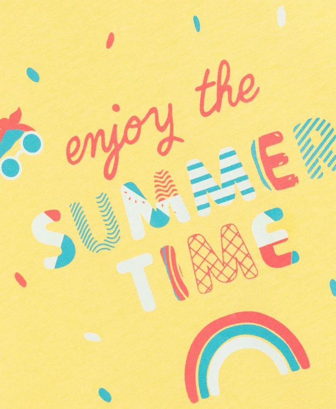 T-shirt Fille Leti Jaune Blanchi à Imprimé Multicolore 5 T-shirt Fille Leti Jaune Blanchi à Imprimé Multicolore – Image 3