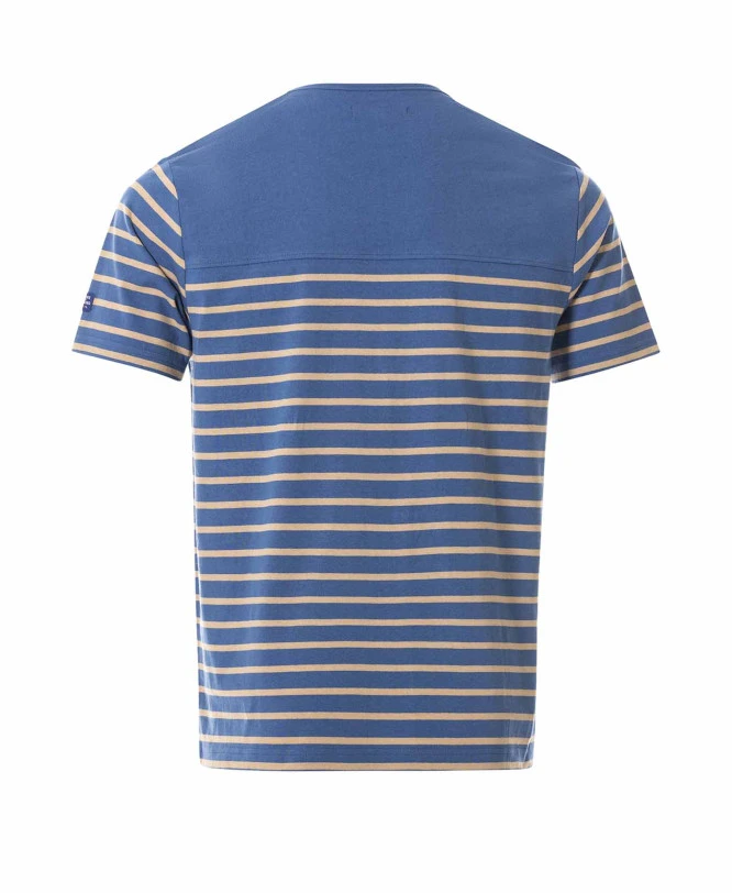 Marinière Homme à Manches Courtes en Coton Certifié OEKOTEX - Bleu et Beige 4 Marinière Homme à Manches Courtes en Coton Certifié OEKOTEX - Bleu et Beige – Image 2