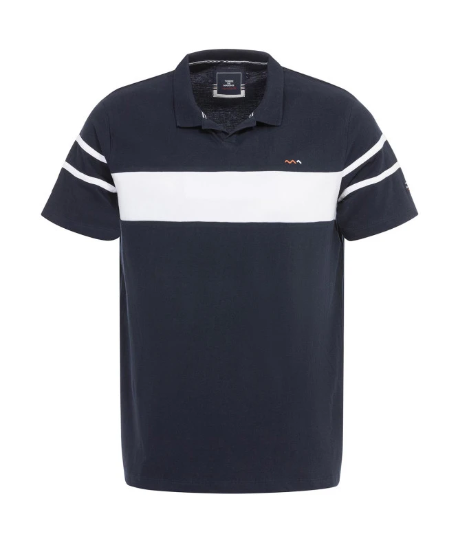 Polo Homme Bleu Marine à Rayures Blanches - Look Chic et Décontracté