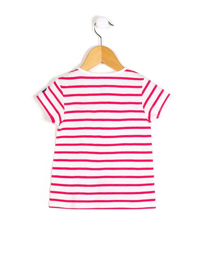 Marinière Fille Manches Courtes Rose et Blanc - Coton Recyclé et Confortable 4 Marinière Fille Manches Courtes Rose et Blanc - Coton Recyclé et Confortable – Image 2