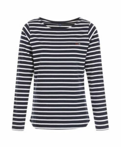 PACAGE Marinière Femme Manches Longues - Indigo Rayé Blanc