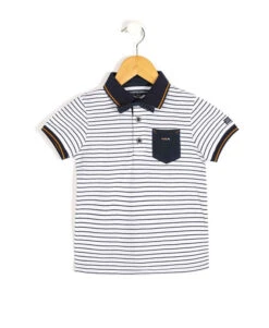 Elegant Boys' Short Sleeve Striped Polo with Matching Bowtie