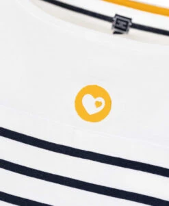 Marinière de Grossesse à Manches 3/4 - Top Maternité Rayé Blanc -Terredemarins prod 5917 tee shirt m3 4 fond blanc raye indigo matma 666x812 fc7ea0111e0b