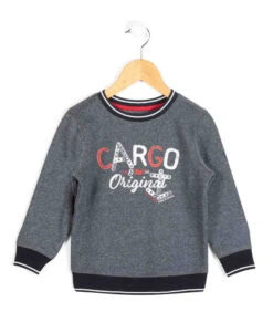 Sweat Bleu Marine Chiné pour Garçon - Molleton Douillet & Style Sport