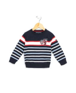 Pull Marin à Rayures Multicolores pour Garçon - Tricot Doux et Confortable