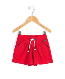 Short Rouge en Maille pour Fille avec Taille Ajustable