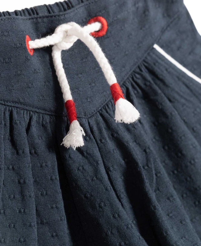 Girls' Indigo Blue Textured Knit Shorts with Adjustable Waist 5 Girls' Indigo Blue Textured Knit Shorts with Adjustable Waist – Image 3