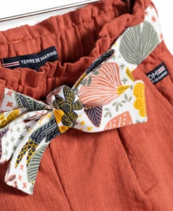 Short Terracotta pour Fille avec Ceinture à Nouer et Maille Fantaisie -Terredemarins prod 6096 short orange terracotta blanchi condor 666x812 fc7ea0111e0b