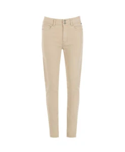 Pantalon Beige Femme Style 7/8ème avec Taille Réglable