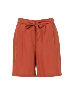 Bermuda Long Rouille Femme avec Ceinture à Nouer