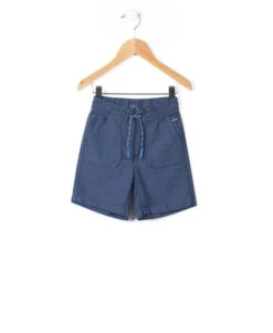 Bermuda Garçon Rayé Bleu Ardoise à Taille Élastiquée