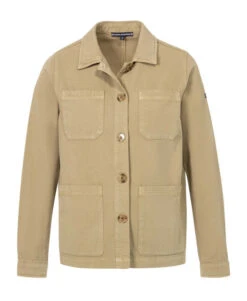 Veste en Jean Beige pour Femme - Blouson Décontracté Chic à 4 Poches