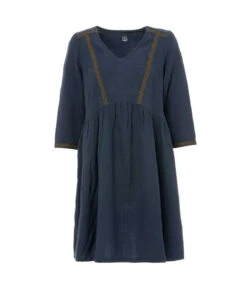 Robe en Gaze de Coton à Manches 3/4 - Élégance Naturelle et Légèreté